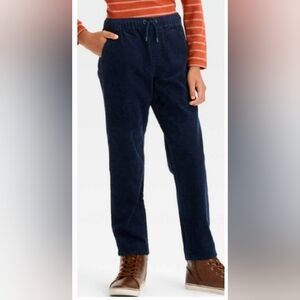 Boys' Relaxed Tapered Corduroy Pull-On Pants Cat & Jack Navy Blue 16 Husky NWT